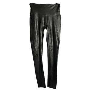 Spanx Faux Leather Leggings SIZE L Black Shaping Waistband Contoured Yoga Pant